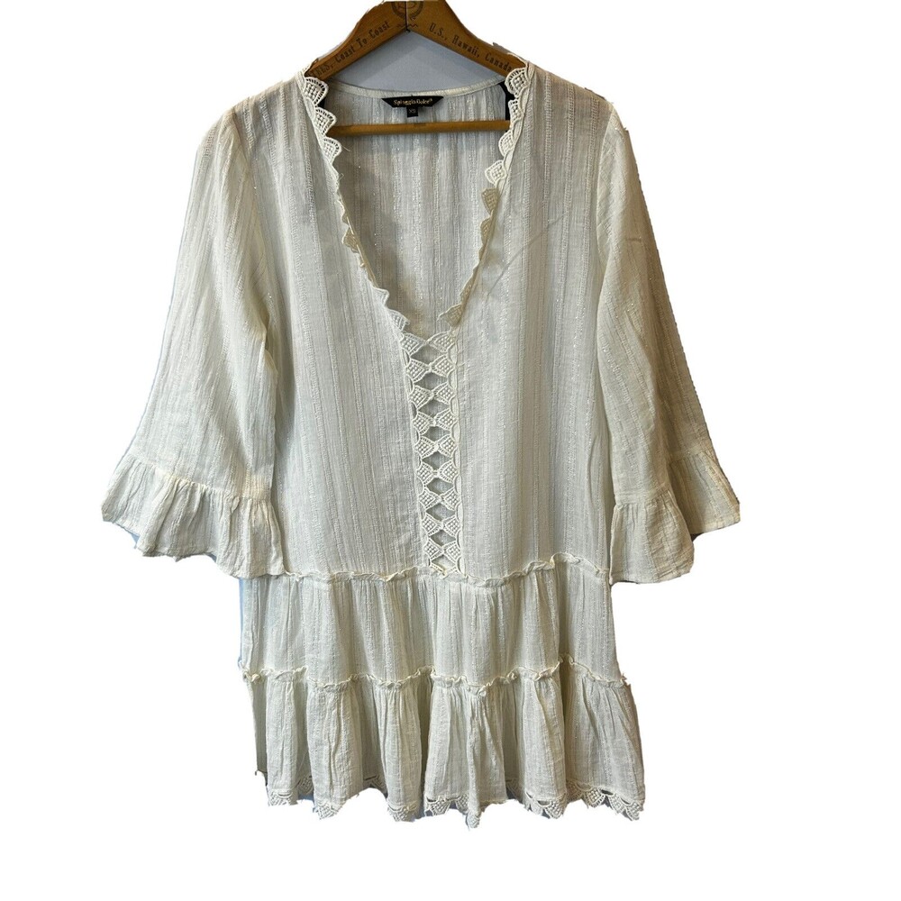 Spiaggia Dolce Cover Up Womens Size XS Lace Sheer Off White Cotton Sheer Swim